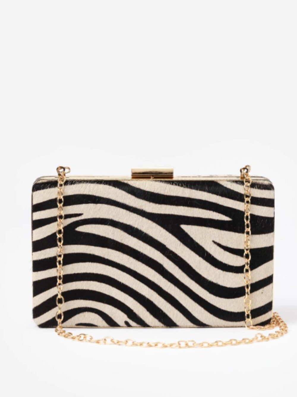 The Palm Pony Hair Clutch in Zebra Stripes